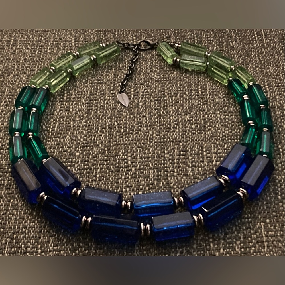 COLDWATER CREEK Double Layer Triple Color Block Necklace